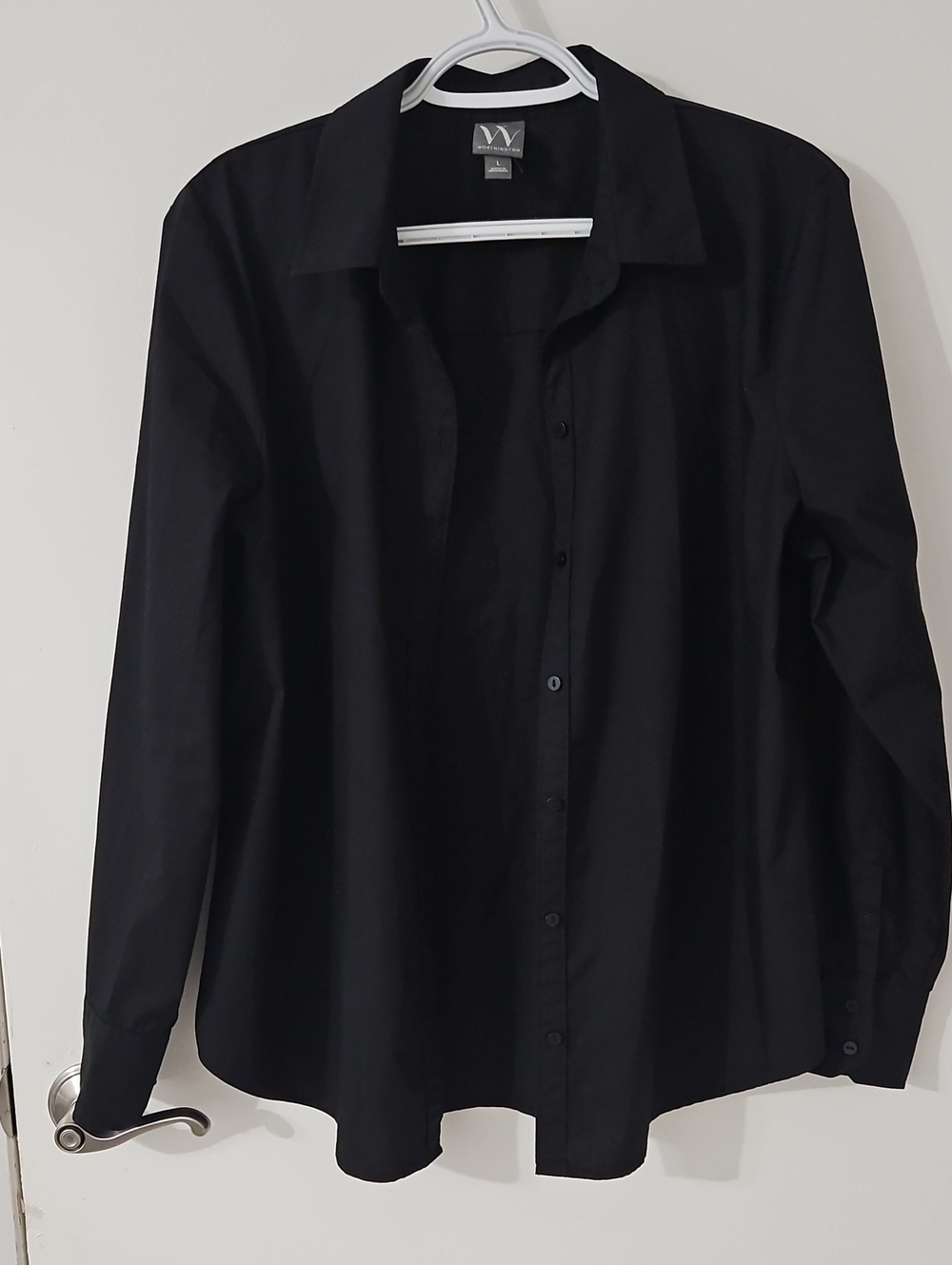Worthington Black Long-Sleeve Button-Up Dress Shirt